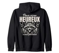 pour Vivre Heureux vivons perchés Humour Raton Laveur Rock Sweat à Capuche