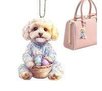 Pour voiture en forme d'œuf de chien - Décoration colorée en acrylique 2D pour chiots, animaux, accessoire intérieur automobile | Rétroviseur pour voiture