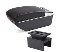 Pour Vw Pour Passat B5 Voiture Accoudoir En Cuir Accoudoir Rotatif Boîte De Rangement Accessoires Voiture-style Décoration Intérieur 1999-2005 BoîTeRangement Console Centrale(D red line 7USB)