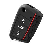 pour VW pour Polo pour Golf 7 Mk7 pour Tiguan pour Skoda pour Octavia A7 pour Kodiaq Coque De Protection en Silicone pour Clé De Voiture(Red Line)