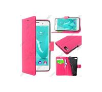 pour Wiko Lenny 3 et Jerry - Housse Coque Etui Portefeuille Folio book livre Simili Cuir, Couleur Rose