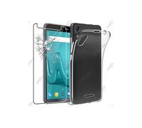 pour Wiko Lenny 4 Plus - Coque Silicone Gel TPU Etui Housse Souple Ultra Fine 0,3mm avec Film protection écran en VERRE Trempé, Couleur Trasparente