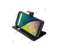 pour Wiko View XL - Housse Coque Etui Portefeuille Folio book livre Simili Cuir, Couleur Nero [Dimensions PRECISES de votre appareil : 158.1 x 76.5