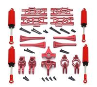 Pour WLtoys 104016 104018 104009 12402 12404 12409 RC Car Parts Kit Mise Niveau En Métal Pour Bras Oscillants Coupelle Direction Et Amortisseur PièCes D'Amortisseur(Red)
