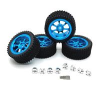 Pour Wltoys 144001 144010 144016 144018 124008 124019 Pour MJX 14301 14302 4 Pièces 70Mm Jante En Métal Pneu Ensemble Pneus Pièces Mise À Niveau De Voiture RC Pièces Rechange(Blue)