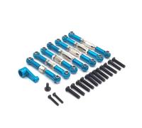 Pour Wltoys 144002 144001 144010 124016 124017 124018 124019 Métal Liaison Servo Traction Direction Tirant Ensemble Bras RC Voiture Remplacement RC Pièces De Voiture(Blue)