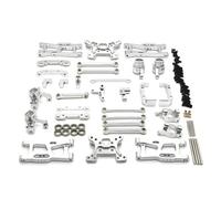 Pour Wltoys 144016 144018 1/14 Support Moyeu Direction Métal Pour Kit Tour D'amortisseur Biellette Bras Oscillant Voiture Télécommandée Accessoires Mise Niveau Pièces Rechange(Silver)