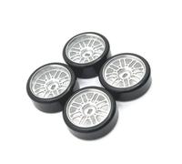 Pour WLtoys 284010 284131 K989 K969 Pour MINI-Q Pour MINI-Z Pour MINI-D RC 1/28 Voiture Télécommandée Roues Métal Deux Pneus Étroits Larges Parti RC(Silver)