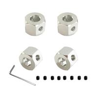 Pour WPL D12 C14 C24 B14 B16 Pour MN D90 D91 4 Pièces Adaptateur Hexagonal Moyeu Roue Combinateur En Métal 5mm À 12 Mm Pièces Voitures RC(Silver)