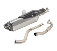 pour X-ADV 750 X ADV750 2017-2023 Système Complet Motorcycle D'échappement Échappement Escape Le Support Tube Modifié Tuyau Liaison Avant 51 Mm D'échappement Intermédiaire Moto(Argent)
