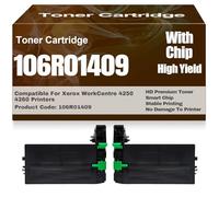 pour Xerox Cartouches de Toner WC4250 WC4260 Compatibles Toner Noir Haute capacité 106R01409 avec Puce pour Xerox WorkCentre 4250 4260 Imprimantes 25 000 Pages,106R01409-2PC