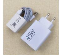 Pour Xiaomi Chargeur Turbo Redmi Note 14 Pro 45w, Adaptateur De Charge Rapide Ue, Câble De Type C 1/1, 5/2 M Pour Mi 11t 10t Poco X3 Nfc X4 X5 Gt M5s Eu Add 1m Cable White