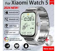 Pour Xiaomi Montre 5 Version Mondiale Hommes Femmes Hd Amoled Affichage Fréquence Cardiaque Bluetooth Appel Gps Piste Étanche Sport Montre Intelligente.Silver Steel Belt.Watch 5