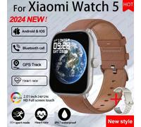 Pour Xiaomi Montre 5 Version Mondiale Hommes Femmes Hd Amoled Affichage Fréquence Cardiaque Bluetooth Appel Gps Piste Étanche Sport Montre Intelligente.Brown Leather.Watch 5