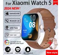 Pour Xiaomi montre 5 Version mondiale hommes femmes HD AMOLED affichage fréquence cardiaque Bluetooth appel GPS piste étanche sport montre intelligente,Cuir marron 1