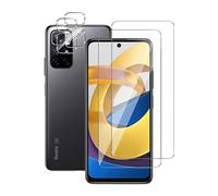 NOVAGO Compatible avec Xiaomi Poco M4 Pro 5G et Redmi Note 11S 5G et Note 11 5G - Pack de 4 Films vitre Verre trempé Donc 2 pour écran et 2 pour l'objectif caméra arrière