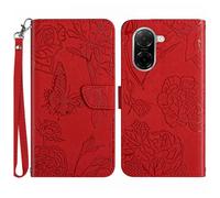 Pour Xiaomi Redmi A5 Housse motif papillon PU Cuir Portefeuille Étui à rabat avec Support Antichoc Protection - Rouge