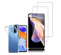 Pour Xiaomi Redmi Note 11 Pro- Note 11 Pro 5G 6.67"": Coque silicone gel UltraSlim - TRANSPARENT + 2x Films Verre Trempé