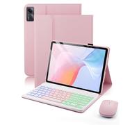 Pour Xiaomi Redmi Pad SE (2023) 11 Pouces Couverture Avec Sans Fil Bluetooth Rétroéclairé Italien Clavier (QWERTY) et Souris Étui De Protection Design Magnétique Amovible Backlit Keyboard Case Rose