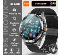 Pour Xiaomi S4 Ultra Sports De Plein Air Montre Intelligente Hommes Amoled Écran Nfc Gps Boussole Fréquence Cardiaque Étanche Bluetooth Appel Smartwatch-Ceinture En Mailles Noires 2a