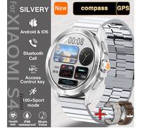 Pour Xiaomi S4 Ultra Sports de plein air montre intelligente hommes AMOLED écran NFC GPS étanche Bluetooth appel Silver Steel B 2A