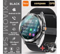 Pour Xiaomi S4 Ultra Sports de plein air montre intelligente hommes AMOLED écran NFC GPS étanche Bluetooth appel Black Mesh Belt 2A