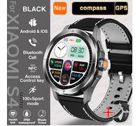 Pour Xiaomi S4 Ultra Sports de plein air montre intelligente hommes AMOLED écran NFC GPS étanche Bluetooth appel Black Leather