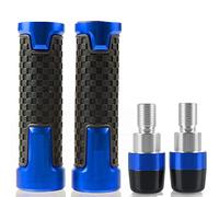Pour Yama&ha YZFR1 YZFR3 YZFR6 YZFR125 YZFR15 YZFR25 Moto Guidon Poignées Antidérapant Poignée Bar Cap Ends Plug CNC En Aluminium guidon(Bleu)