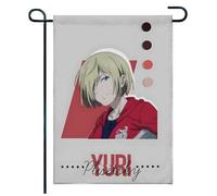 Pour Yuri!!! o-n Ice Drapeau de jardin, Drapeau de jardin balcon terrasse 30x45 cm, Décoration tendance terrasse extérieure, français(A3,35 * 40cm)