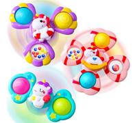 Pourbibi Jouet Ventouse Bebe - Spinner Bebe avec Rotation sensorielle, Jouet Ventouse Chaise Haute, Ideal pour Les Tout-Petits 1-3 Ans, Cadeau d'anniversaire