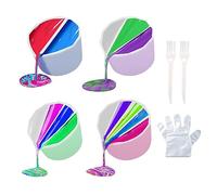 Pouring - Éventail de tasse fendue en silicone - Gobelet verseur de peinture multicanal - 2/3/4/5 canaux - Gobelet divisé à verser - Pour résine époxy - Art - Dessin DIY (blanc)