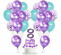Pourpre Ballon 80 ans anniversaire femme décoration 22 pièces violet bleu Happy 80th Birthday latex ballons 80 ans anniversaire décoration 80 ans femme décoration gâteau 80 ans anniversaire femme