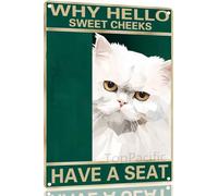Pourquoi Bonjour Sweet Cheeks - Chat Métal Étain Signe Personnalisé Affiche Tin Sign Vintage Plaque En Métal Pour Home Club Café 20X30 Cm