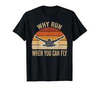 Pourquoi Courir Quand Vous Pouvez Voler Un Nageur Amusant avec Papillon T-Shirt Graphique avec Valeur, Homme, Noir, S