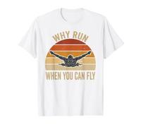 Pourquoi Courir Quand Vous Pouvez Voler Un Nageur Amusant avec Papillon T-Shirt Graphique avec Valeur, Homme, Blanc, S