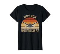 Pourquoi Courir Quand Vous Pouvez Voler Un Nageur Amusant avec Papillon T-Shirt Graphique avec Valeur, Femme, Noir, L