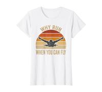Pourquoi Courir Quand Vous Pouvez Voler Un Nageur Amusant avec Papillon T-Shirt Graphique avec Valeur, Femme, Blanc, L