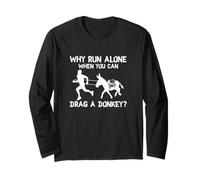 Pourquoi courir seul quand vous pouvez faire glisser un âne drôle Burro Racing Manche Longue