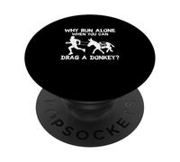 Pourquoi courir seul quand vous pouvez faire glisser un âne drôle Burro Racing PopSockets PopGrip Adhésif