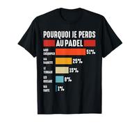 Pourquoi Je perds au Padel Padeliste pade Joueur Fans Humour T-Shirt