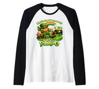 Pourquoi Le Leprechaun va Dehors Papa Blague Jour de la Saint-Patrick Manche Raglan