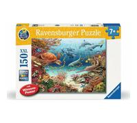 Ravensburger 13411-Animaux Marins sur Le récif de Corail Pourquoi Puzzle 150 pièces XXL + Poster de Connaissances pour Les Enfants à partir de 7 Ans, 13411