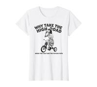 Pourquoi Prendre la Grande Route Quand Vous Pouvez Prendre Le Chemin Psycho T-Shirt Graphique avec Valeur, Femme, Blanc, XS