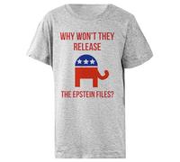 Pourquoi RefusentIls De Publier Les Dossiers Epstein ? T-Shirt Enfant Basic Coton Gris Cotton Child T-Shirt Grey Kid