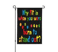 Pourquoi s'intégrer ? Drapeaux de sensibilisation à l'autisme « Born To Standflag » (12 x 18 pouces), bannière double face sans mât.