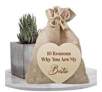 Pourquoi tu es mon ami Boîte en bois - Sacs à jetons en bois - Sac en toile de jute portable « 10 raisons pour lesquelles tu es mon meilleur ami » pour les amis et les filles