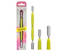 Pousse-cuticules STALEKS PRO par Natury Nails avec manche en silicone en caoutchouc, pour manucure et pédicure, en acier inoxydable, UNIQ (PQ-10/1Y)