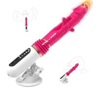 Poussée Gode Vibrant avec Support à Ventouse, Machine Sextoy pour Adulte | Godemiché Vibrant Automatique avec 5 Poussées et 8 Vibrations&Langue Tapotements, Stimulation Anale/Point G pour Femme/Homme