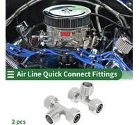 Pousser š€ Connecter Air Raccords 1/2" T Type Air Ligne Rapide Joint NickelšŠ Cuivre 3/8"Bspt 2 Pcs ArgentšŠ
