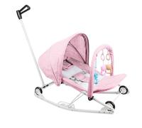 Poussette 2 en 1, Chaise à bascule, roues pliables, poignée de poussée manœuvrable, réglage à 4 vitesses, 40 * 80 * 66cm,rose